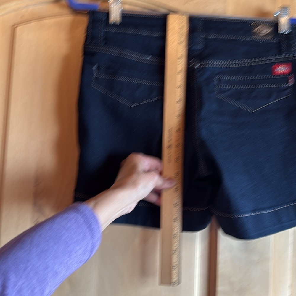 Dickies Women's Blue Denim  Shorts - Picture 8 of 9